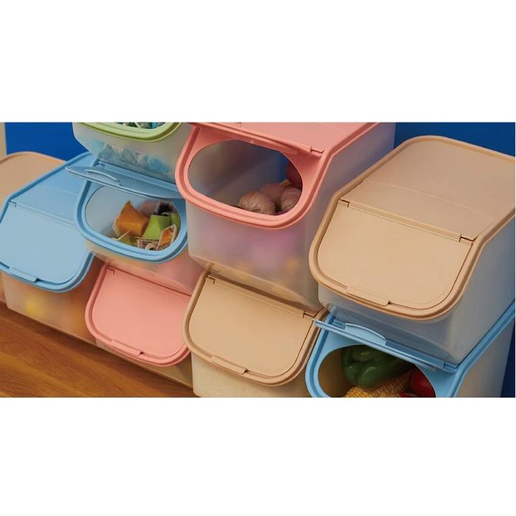 Stackable Plastic Cereal Container with Lid - BPA Free - Dry Food Storage Box with Measuring Cup - for Snack Pasta or Pet-Food