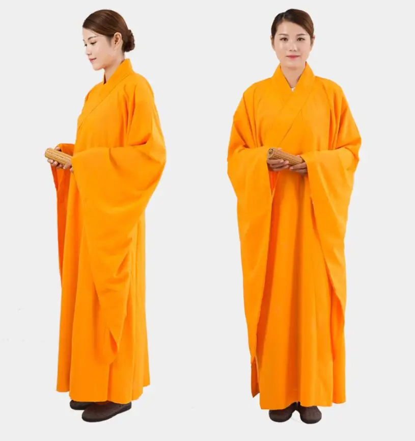 Буддийский халат длинное для мужчин и женщин платье из хлопка одежда монах широкий длинный манжет XXS-5XL