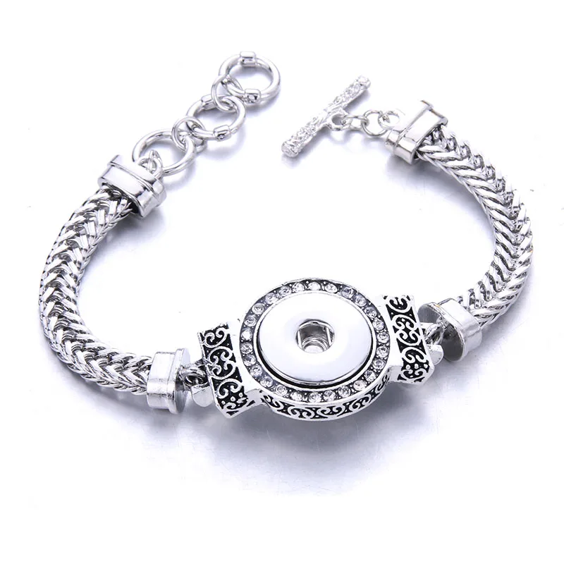 Новая мода, регулируемые серебряные браслеты-цепочки, металлический браслет с защелкой, подходят для 18 мм, 12 мм, кнопки "сделай сам", ювелирные изделия для женщин