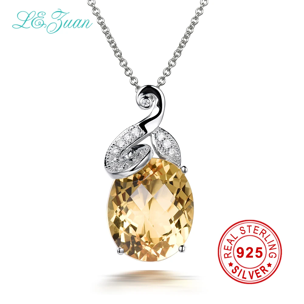 

L&zuan 7.17ct Natural Citrine Pendant 925 Sterling Silver Necklace Fine jewelry Natural Topaz Pendants For Women Kehribar Kolye