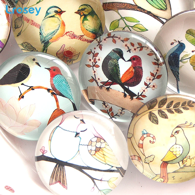 

35MM Chinese Fresh Fridge Magnet beautiful bird home garden decoration glass magnets refrigerator stickers DIY creative gifts