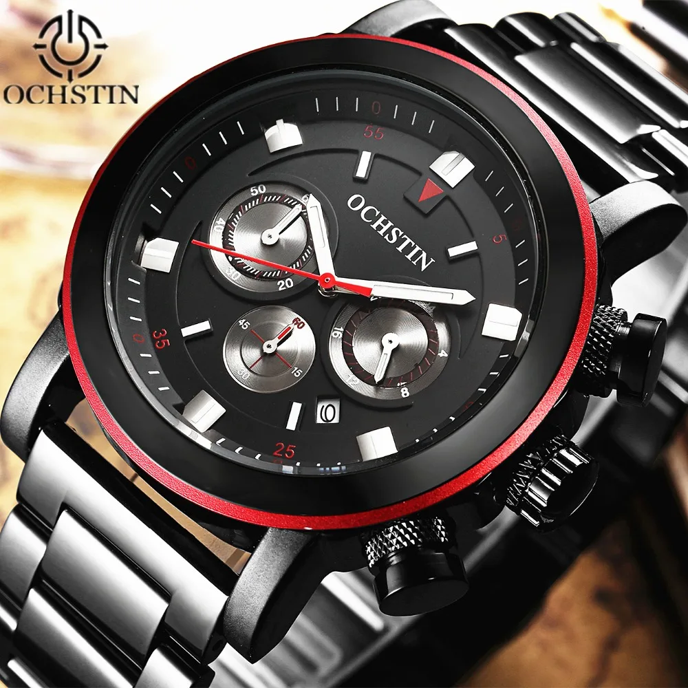 

OCHSTIN Brand Watches Sport Men Quartz Watch Luxury Stainless steel Rose gold Business Waterproof Wristwatch Relogio Masculino
