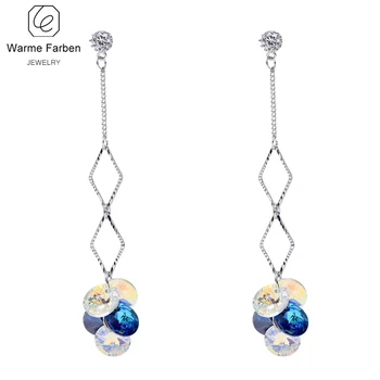 

Warme Farben 925 Sterling Silver Drop Earrings Crystal Zircon fine Jewelry Blue Earrings for Women 's for Birthday Wedding Gift
