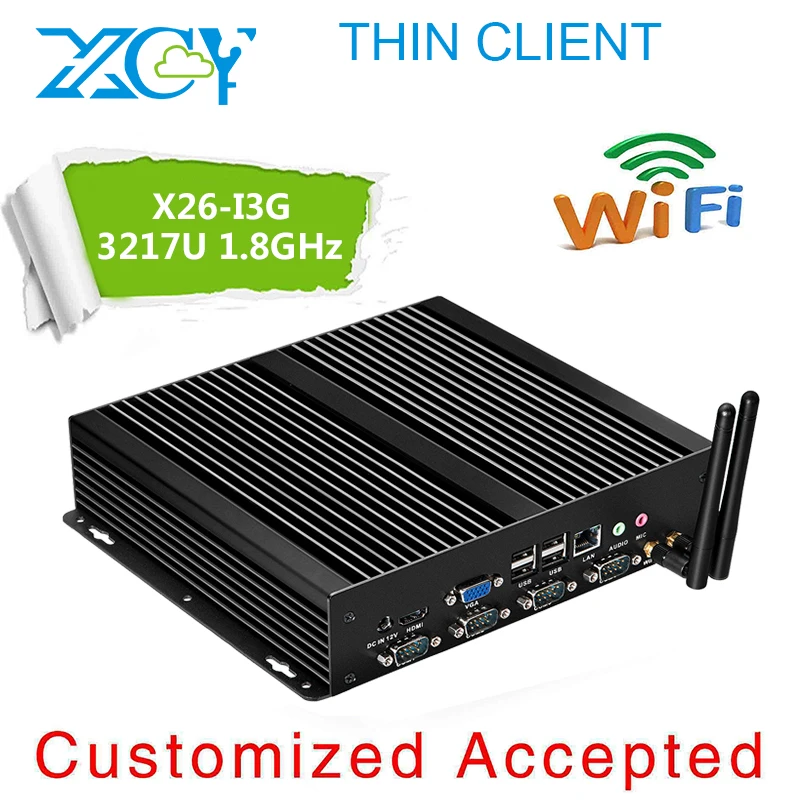  New Arrival! X26-i3G embedded Fanless pc 4G RAM 500G HDD mini linux computers desktop computer dual core 1.8GHz 8*USB port 