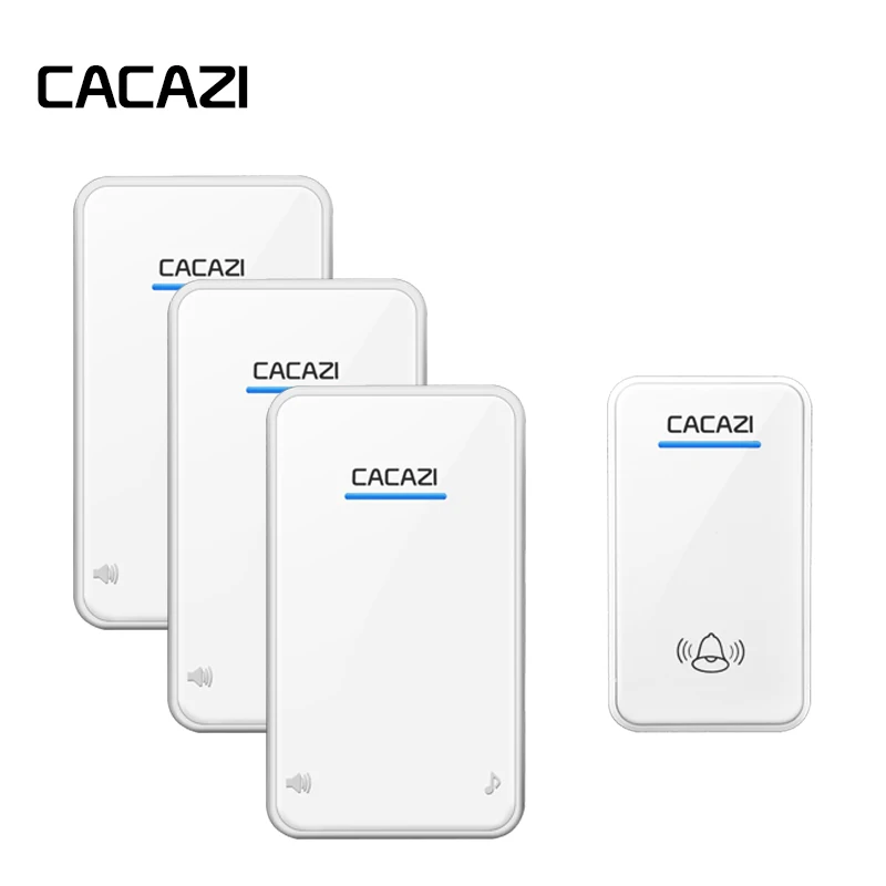 

CACAZI Wireless Waterproof Doorbell LED Receiver Smart Household 300M Remote 48 Rings 6 Volume Call wireless AC Battery Button