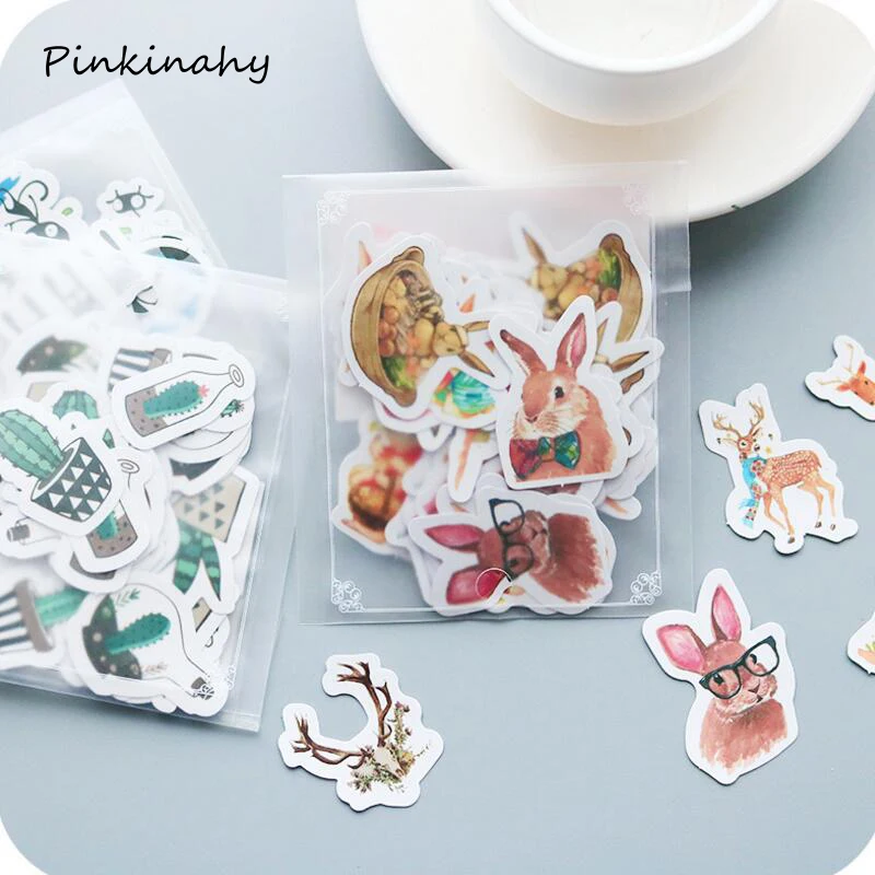 

40 pcs/lot Cactus Rabbit Cat Kawaii Mini Paper Sticker Decoration DIY Ablum Diary Scrapbooking Label Sticker Kawaii Stationery