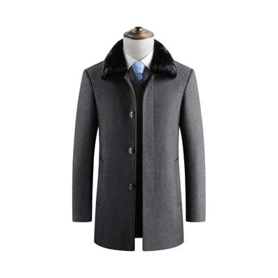 Новое толстое большое зимнее пальто с меховым воротником для мужчин - Цвет: Серый
