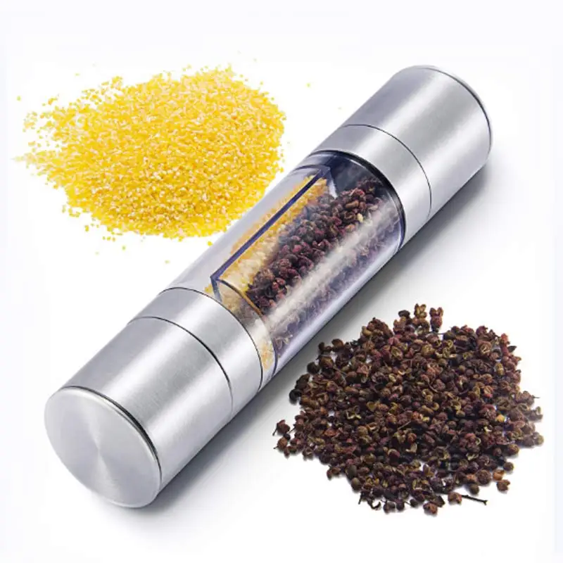 1Pcs Stainless Steel Manual Pepper Mill Grinder 2 in 1 Seasoning