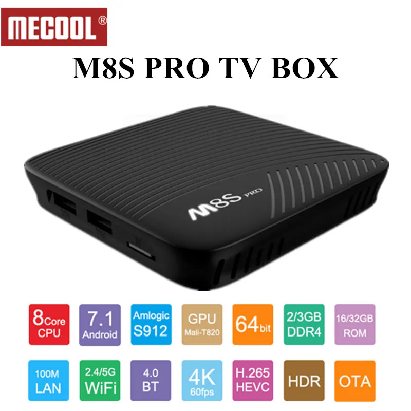 

Mecool M8S PRO 2GB DDR4 16GB RAM TV Box Amlogic S912 Octa Core Media PlayerH.265 Video Sharing 4K IPTV Android TV BOX