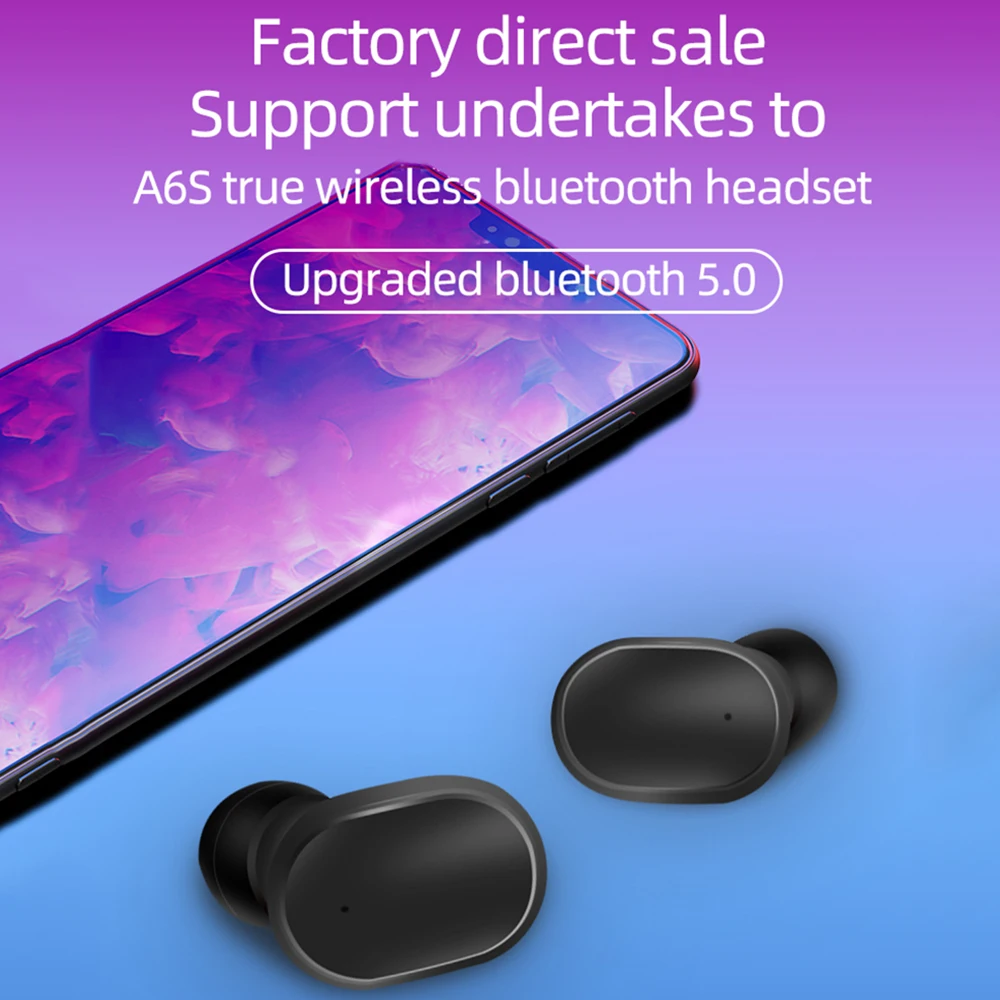 A6S мини TWS Bluetooth наушники для Redmi Airdots беспроводные BT5.0 стерео гарнитура наушники с микрофоном зарядная коробка для Xiaomi huawei