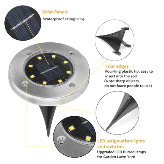 8 Светодиодный светильник для сада на солнечной батарее, подземный светильник для наружной дорожки