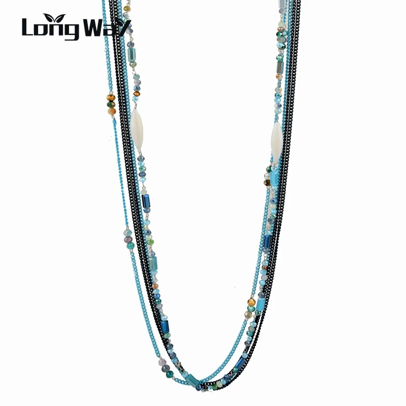 Женское Ожерелье с бусинами LongWay высшего качества Стразы Новые Модные Этнические