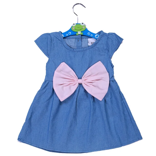 Solid Jean Baby Girls Denim Dress Summer Newborn Clothes Children