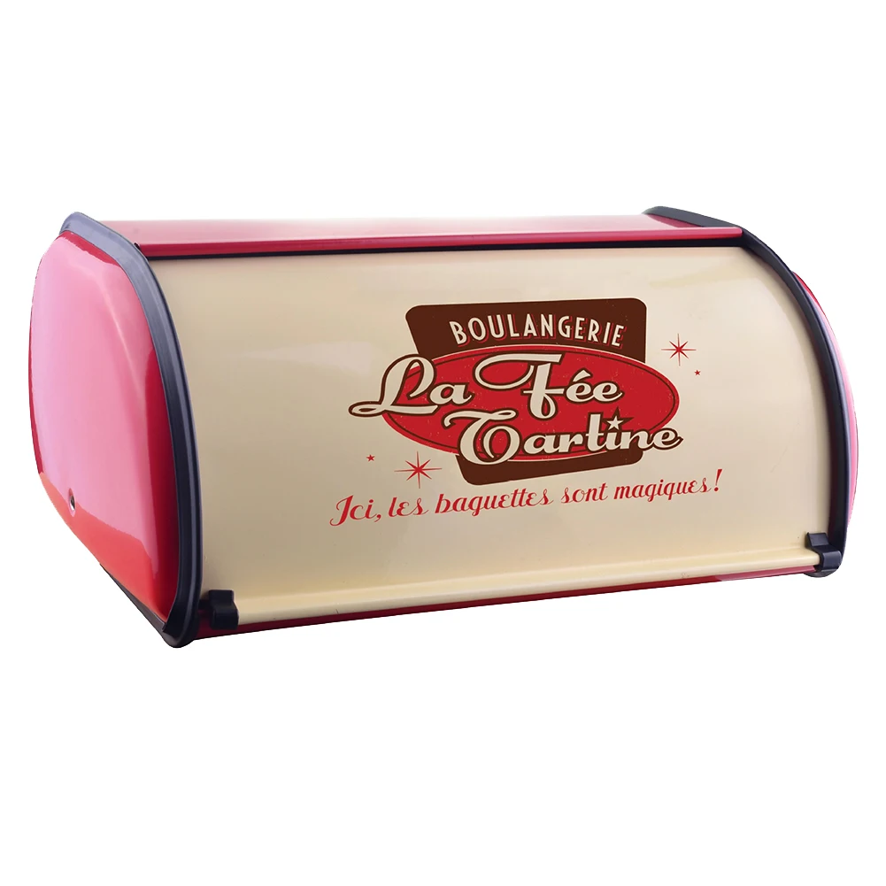 

Practical Snack Vintage Bread Box Large Capacity Storage Kitchen Decorative Roll Up Top Sturdy Iron Structure Home Lightweight
