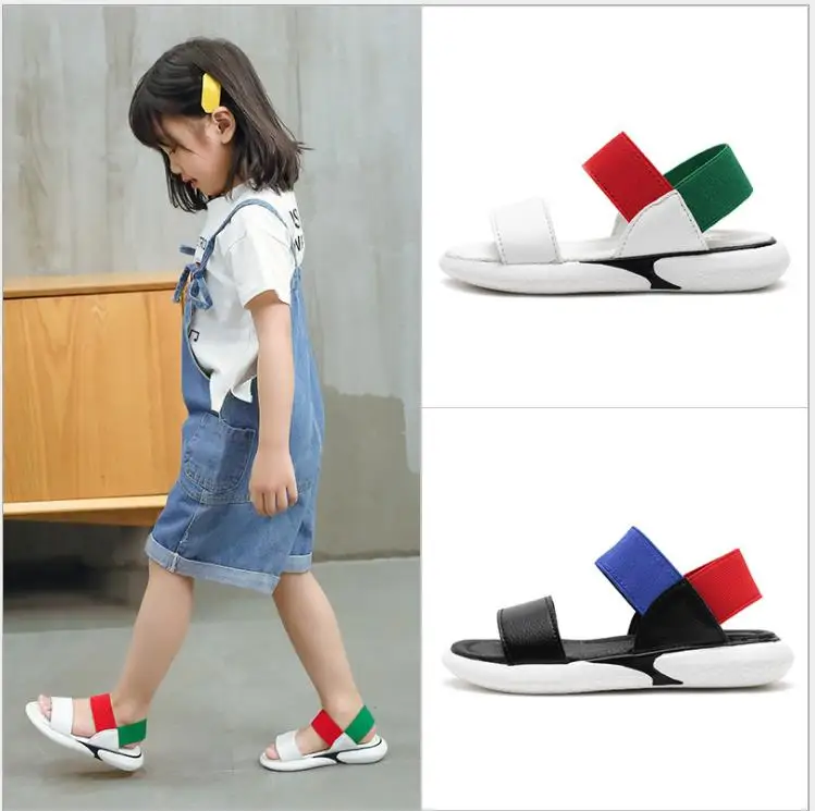 

Big Girls Sandals Shoes Casual Beach Shoes Elastic Band children Sandals Shoes Soft Soled Non-slip Footwear Baby Boys Shoes