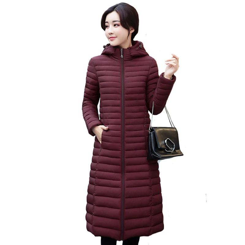 2019 Autumn Winter Women Jacket With Hooded Women Coat Plus Size Thin Cotton Padded Jacket Women's Warm Long Parka Winter Coat