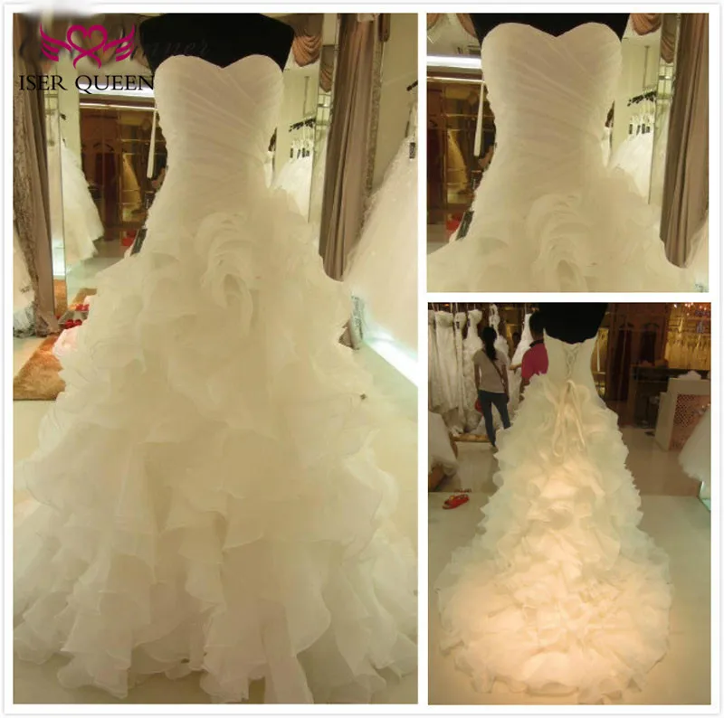 

Off Shoulder Long Ruffles Plus Size Tiered Skirt Pleat Pure White Mermaid Wedding Dress Africa Brand New Wedding Gown W0153
