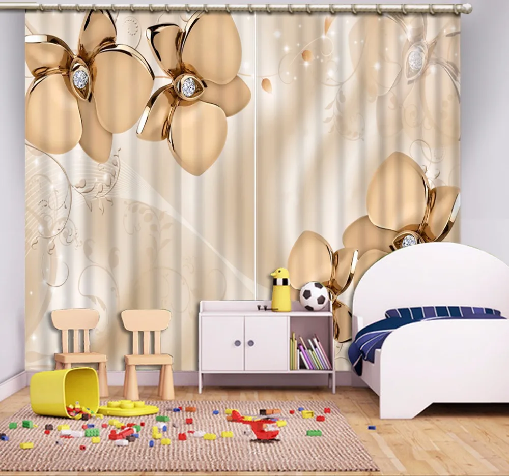 

Modern 3D Curtains For Bedroom Fashion flower Blackout Sheer Curtains Custom Drapes For Living room Window