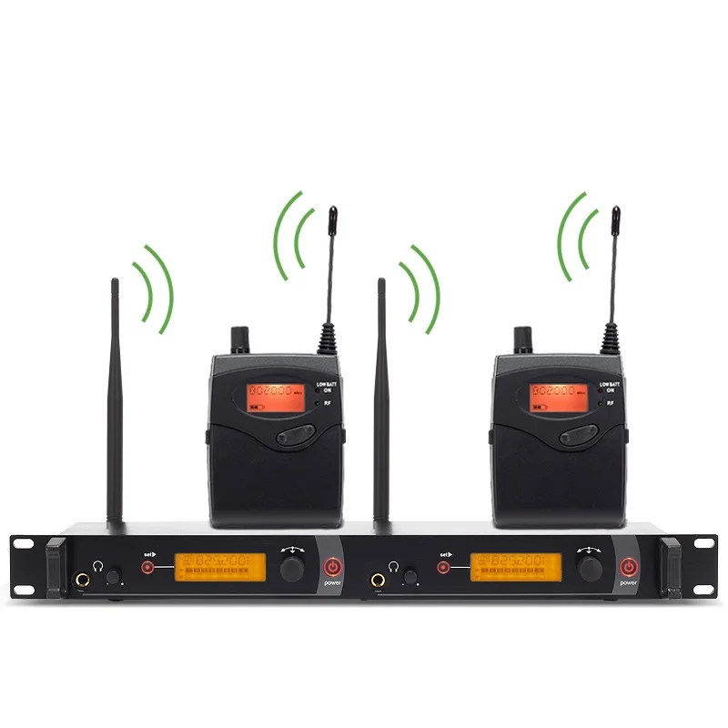 YUEPU RU 2050 bezdrátový systém pro sledování uší Mic Monitoring Mic Dual Transmitter Sluchátko 2 kanál pro zpěvák Stage Performance