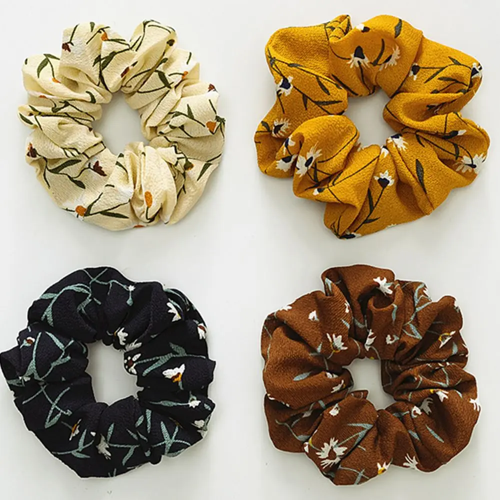 Summer Floral Hair Scrunchies Bun Ring Elastic Fashion Sport Dance Scrunchie Set