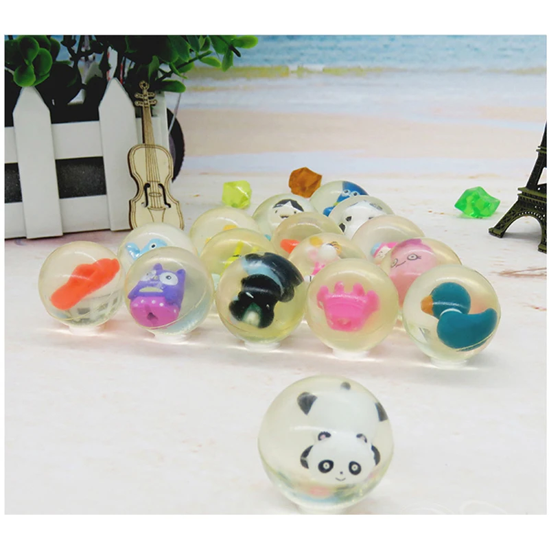 

100pcs Colored Bouncing Ball Rubber Outdoor Toys Kids Sport Games Elastic Doll Animals Juggling Jumping Balls Children Toy Ball