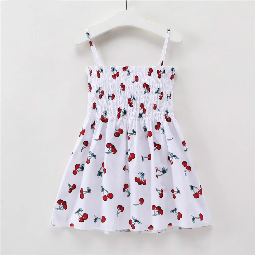 

2-7Y Toddler Baby Girls Dresses Summer Girl Princess White Dress 2 4 6 Years Kids Clothing Children's Birthday Clothes Cherry