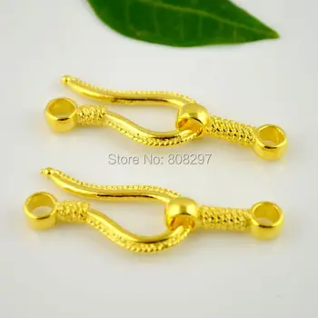 

DIY 30set Gold Color "S" Hook and Eyes Toggle Clasp Hooks Jewelry Finding