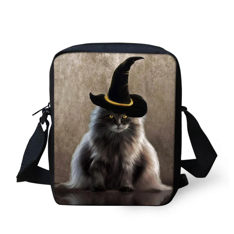 

Hot Halloween witchcraft Black Cat Messenger Bags Crossbody Bag girls boys Mini Bookbag School bags Daily Shoulder Satchel Bag