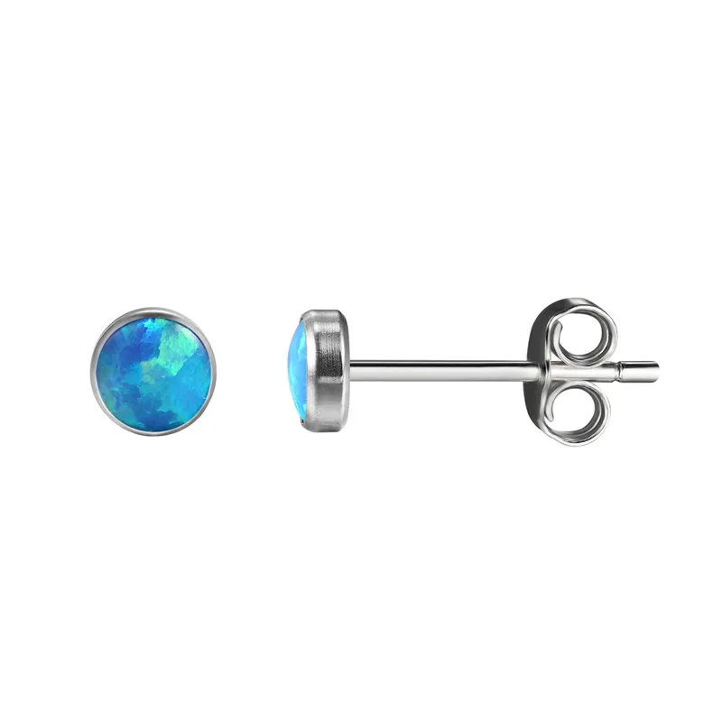 Een Paar G23 Titanium Anti-allergische Oorbellen 4MM 5MM Opaal