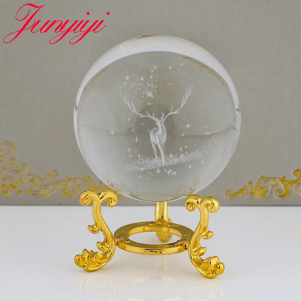 Миниатюрный хрустальный шар Wapiti 3D стекло с лазерной гравировкой кристалл ремесло Сфера орнамент настольные декоративные шары аксессуары 80 мм