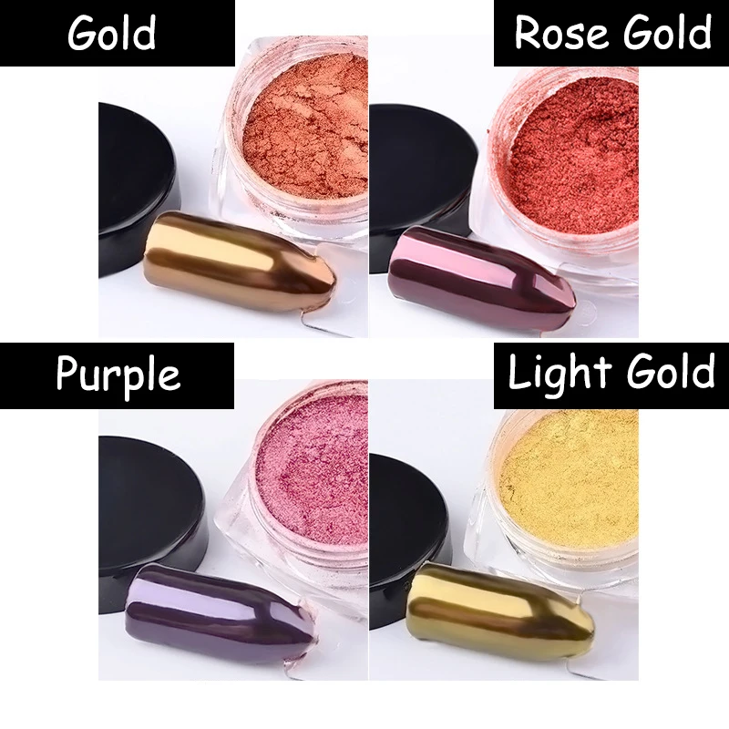 

1 Box 2g Mirror Powder Nail Art Glitter Powder Rose-gold Purple Gold Shiny Mirror Chrome Powder Dust Pigment DIY Nails Manicure