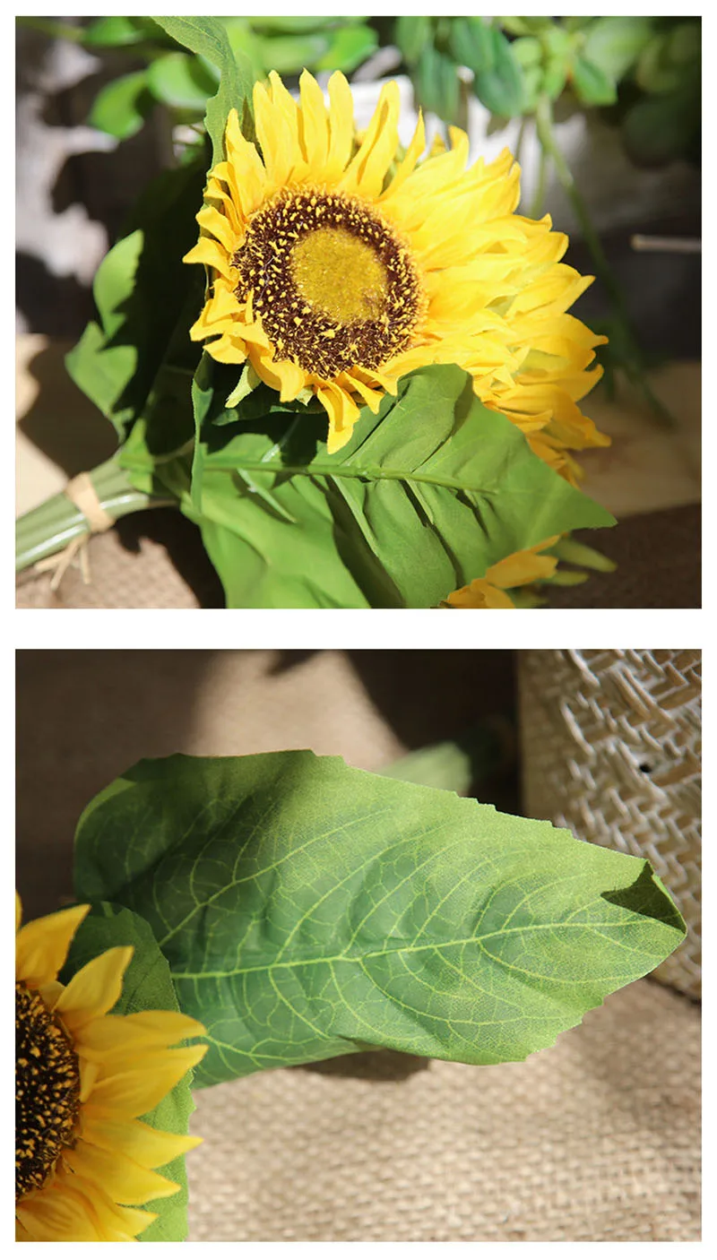 Flone Artificial Sunflower Bouquet Plant Fake Flowers Garden Decoration Material Home Party Sunlight Plant Decoration Accessorie (8)