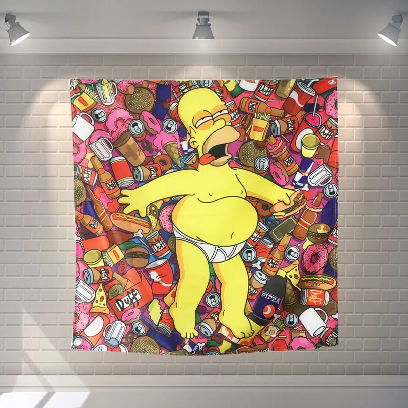 

"SIMPSON" Cartoon Movie Poster Banners Children's Room Wall Decoration Hanging Art Waterproof Cloth Polyester Fabric Flags