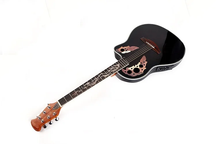 

the round back ovation acoustic-electric guitar with fire shell inlay with free hardcase