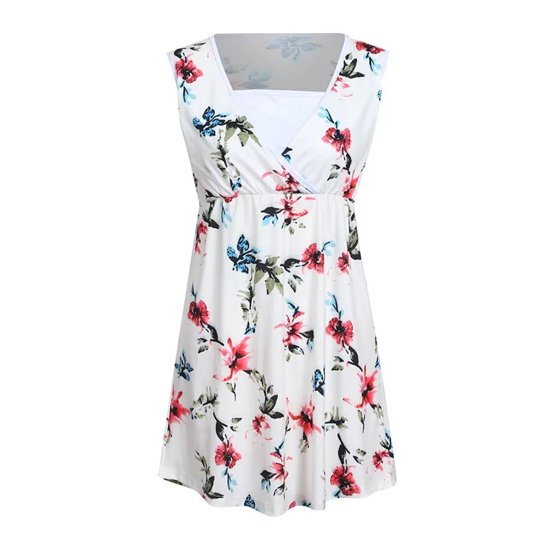 new design mommy pregnant nursing baby maternity sleeveless flower print clothes sweet soft tops robe femme enceinte 40ja03 (11)