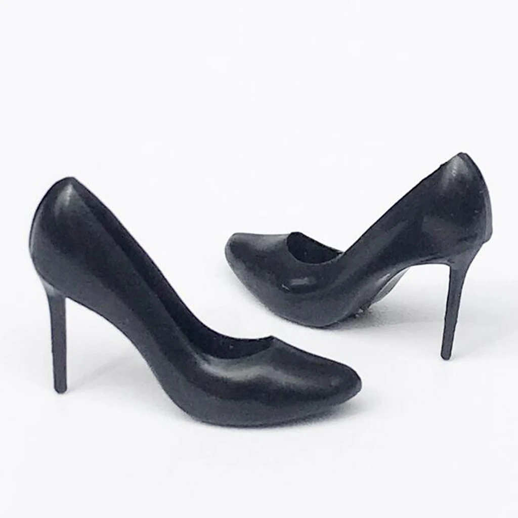 1/12 Scale Miniature Plastic Black High Heel Shoes Dolls Accessories for Doll House Room Furniture Woman Figures Accessory Decor