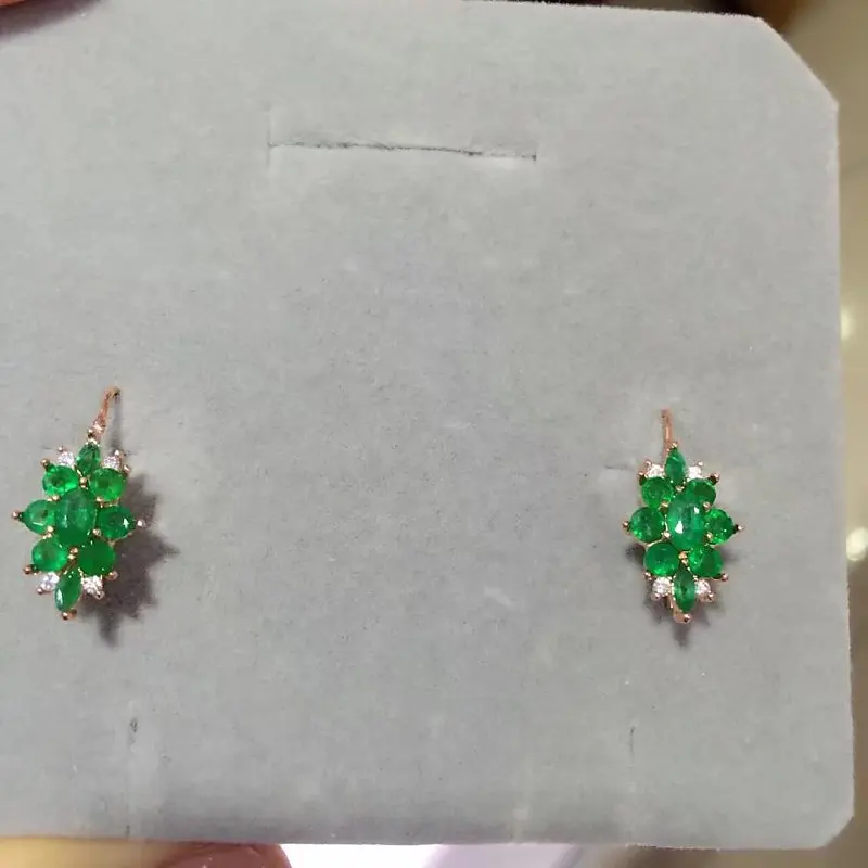 

2017 Brincos Qi Xuan_Fashion Jewelry_Colombia Green Stone Elegant Earrings_Rose Gold Color Earrings_Factory Directly Sales