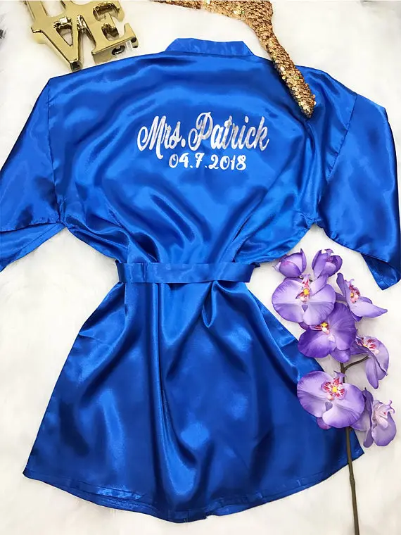 

customize Mrs. Robe Wedding Bridesmaid bride Lingerie satin silk pajamas Bachelorette robes kimonos gowns gifts party favors