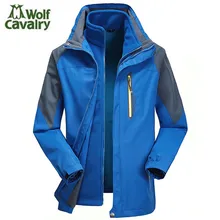 Мужские куртки CavalryWolf, Зимние флисовые куртки из 2 предметов, водонепроницаемые теплые спортивные пальто для улицы, походные лыжные мужские пальто