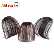 Alileader Air Flat scoppi frangia estensione dei capelli sensazione di capelli veri pezzo di capelli finti con aste laterali frangia di donne nere può essere tinta