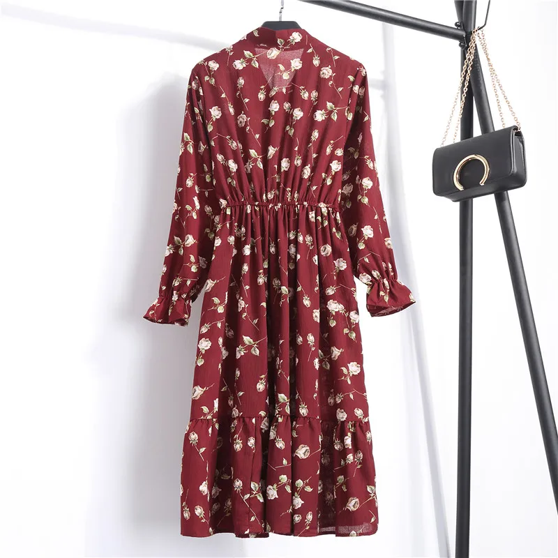 Butterfly Long Sleeve O-neck Floral Bohemian Dress