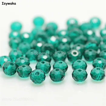 

Isywaka Blue Green Color 4*6mm 50pcs Rondelle Austria faceted Crystal Glass Beads Loose Spacer Round Beads for Jewelry Making