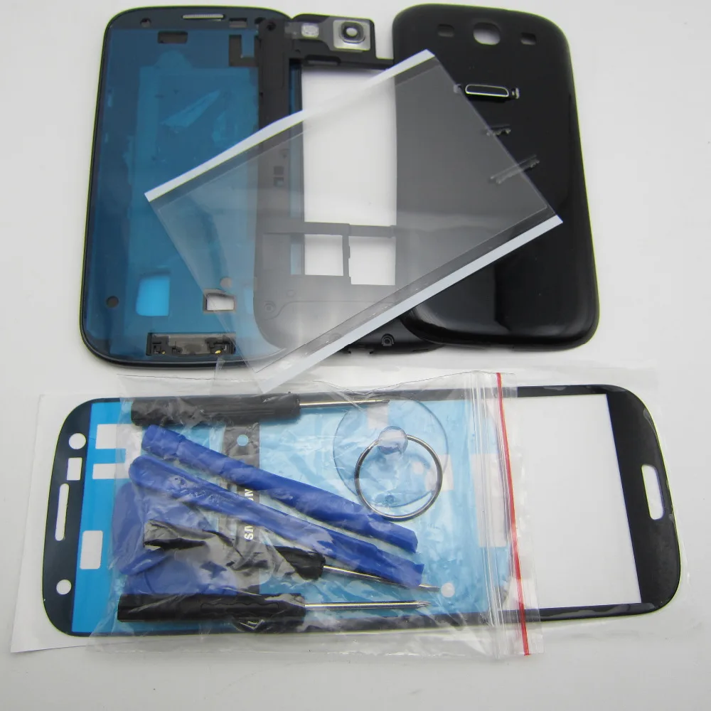 Full Housing Cover Middle Frame Battery Door Case Screen Glass Replacement for Samsung Galaxy S3 SIII