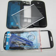Full Housing Cover & Middle Frame & Battery Door Case & Screen Glass Replacement for Samsung Galaxy S3 SIII Gt-i9300 with tools