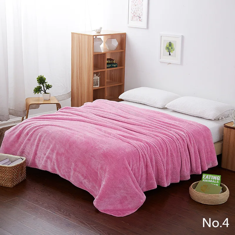 Pink Color Bedding Design Fleece Sofa Blankets For Bed Throw 4 Size