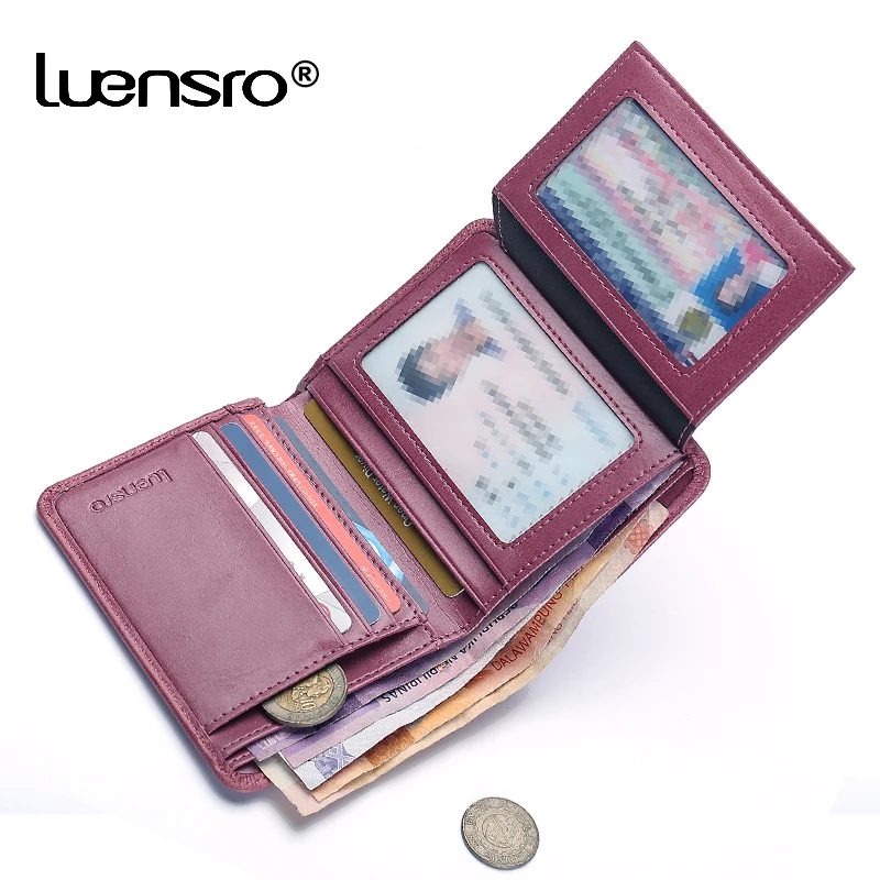 

LUENSRO Wallets Genuine Leather Small Women Wallet For Credit Cards Thin Ladies Wallet Slim Designer Purse Mini Pochette