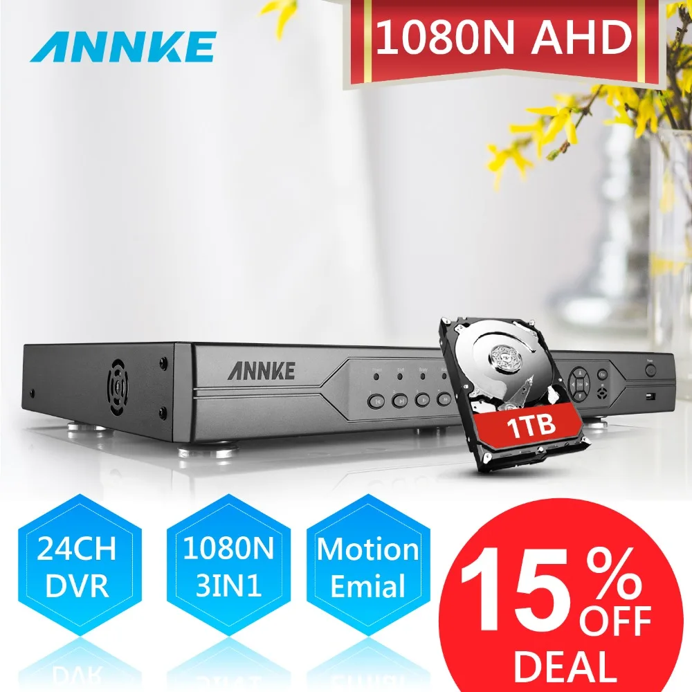 ANNKE 1080N 24CH DVR 3 в 1 AHD DVR/NVR/HVR IP камеры видеонаблюдения DVR 720 P HD видео Регистраторы обнаружения движения Remote APP HDD