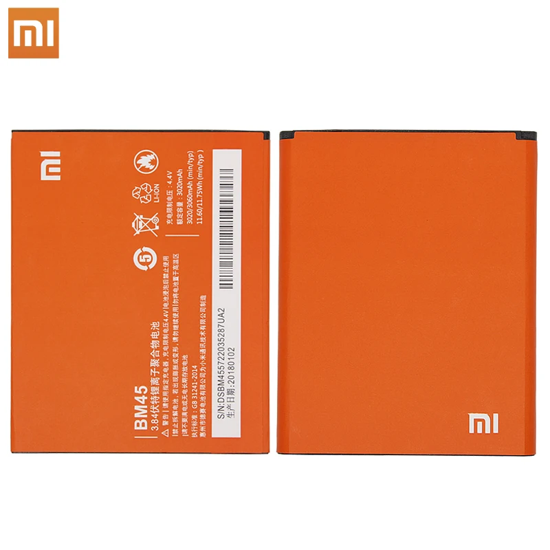 

Free Shipping BM45 Rechargeable battery For Xiaomi Redmi Note 2 Hongmi Note2 Replacement Batteries Real Capacity 3020mAh