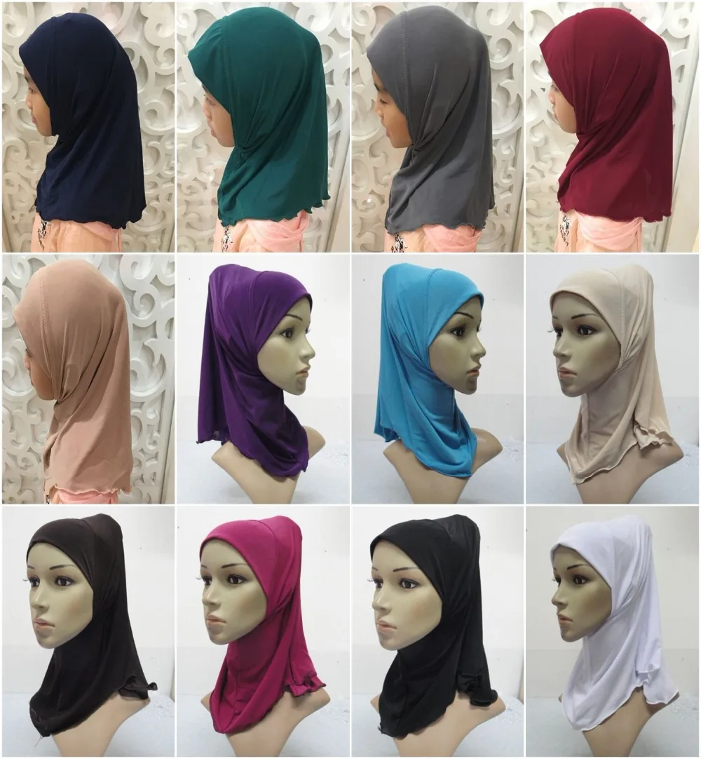 H922 простой хиджаб детский, можно заказать одну дюжину всех белых