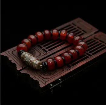 

Women's Natural Tibet Old Tianzhu Agate Bracelet Three Eyes Tibetan Old Tianzhu Bead Bracelet Jewelry ab24#